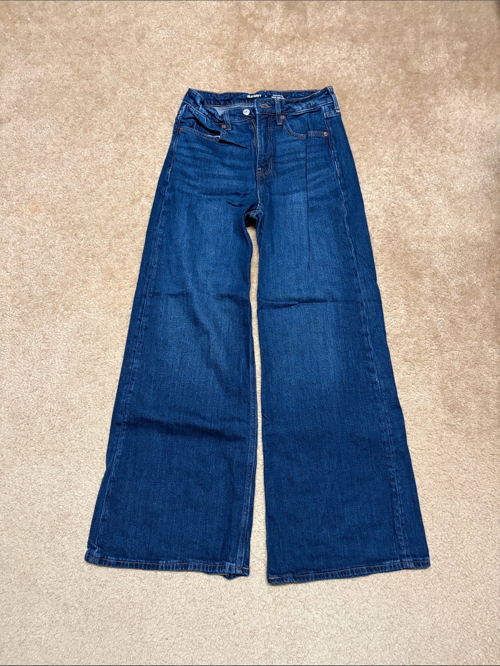Old Navy Women's Wide Leg Jeans in Dark Blue Denim
